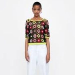 Zara crochet colourful knit top
